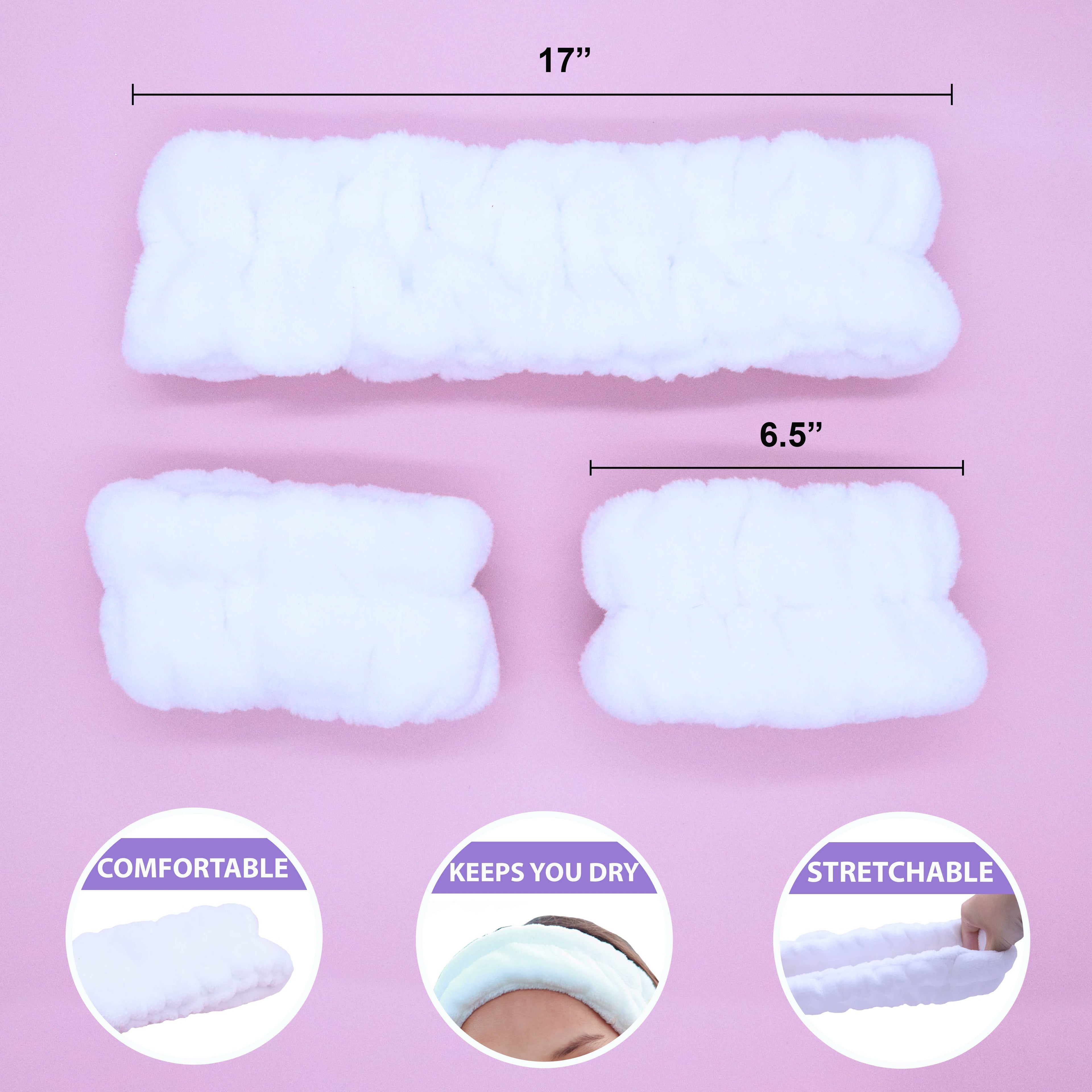 Face Washing Spa Headband and Wristband Set: Black