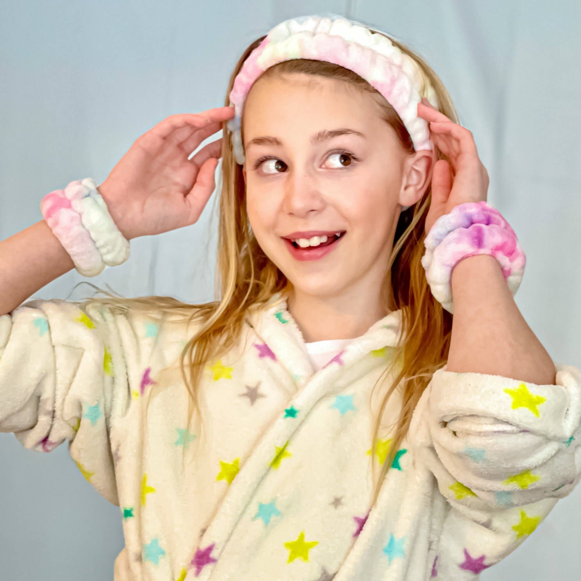 Face Washing Spa Headband and Wristband Set: Tie Dye