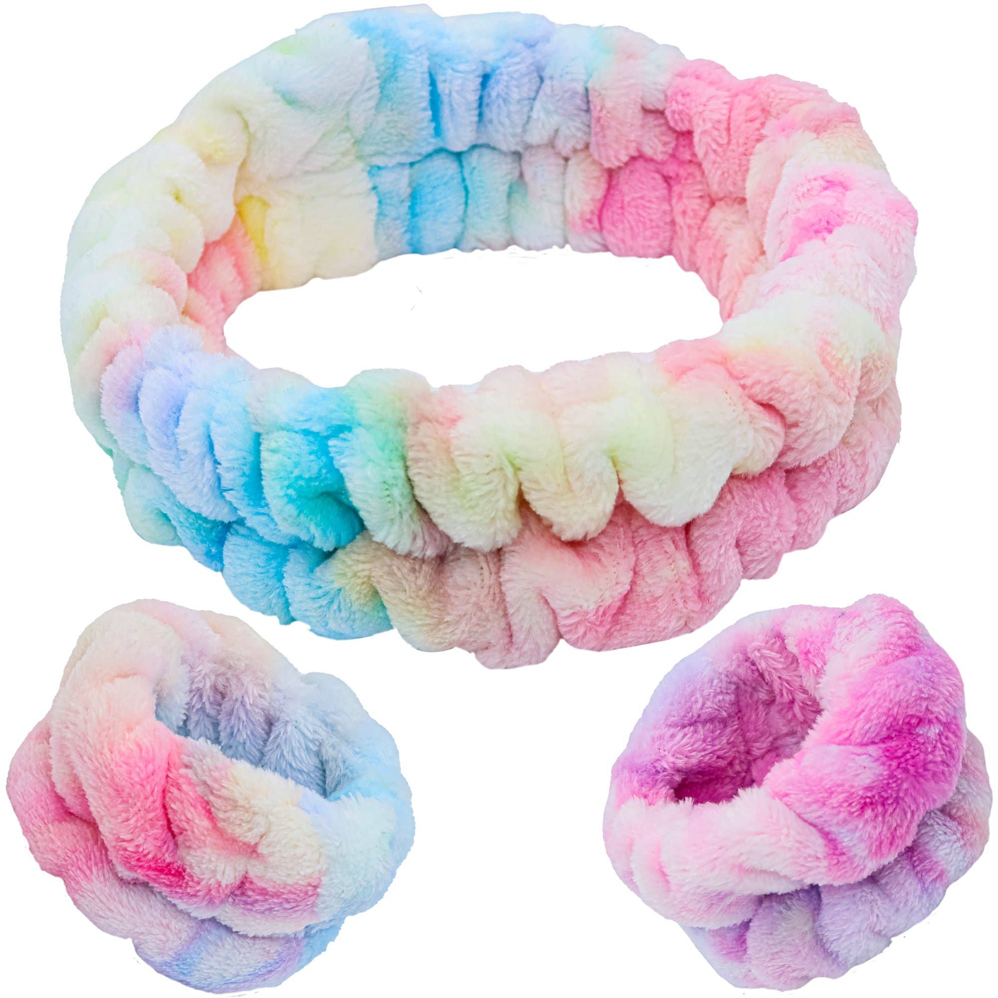 Face Washing Spa Headband and Wristband Set: Tie Dye